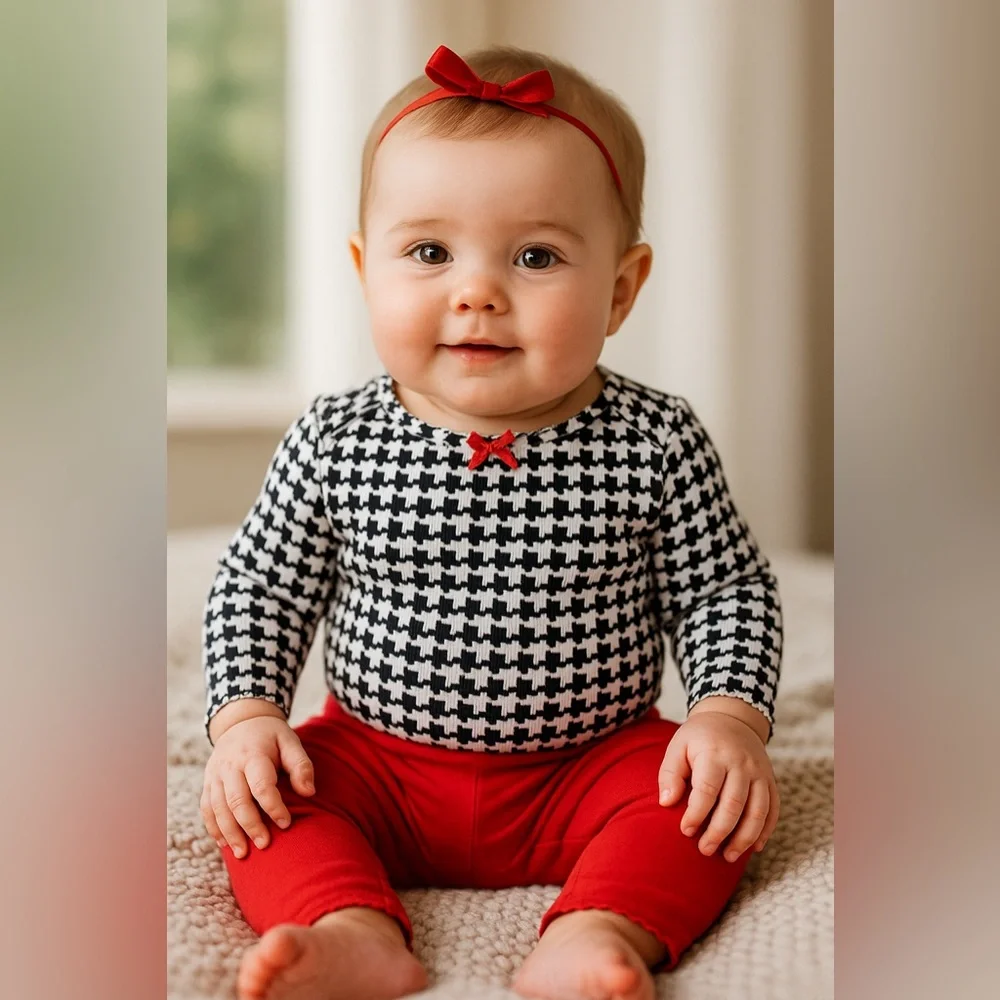 Carter’s Scottie Dog 2-Piece Holiday Outfit Long Sleeve Bodysuit + Red Pants 6M